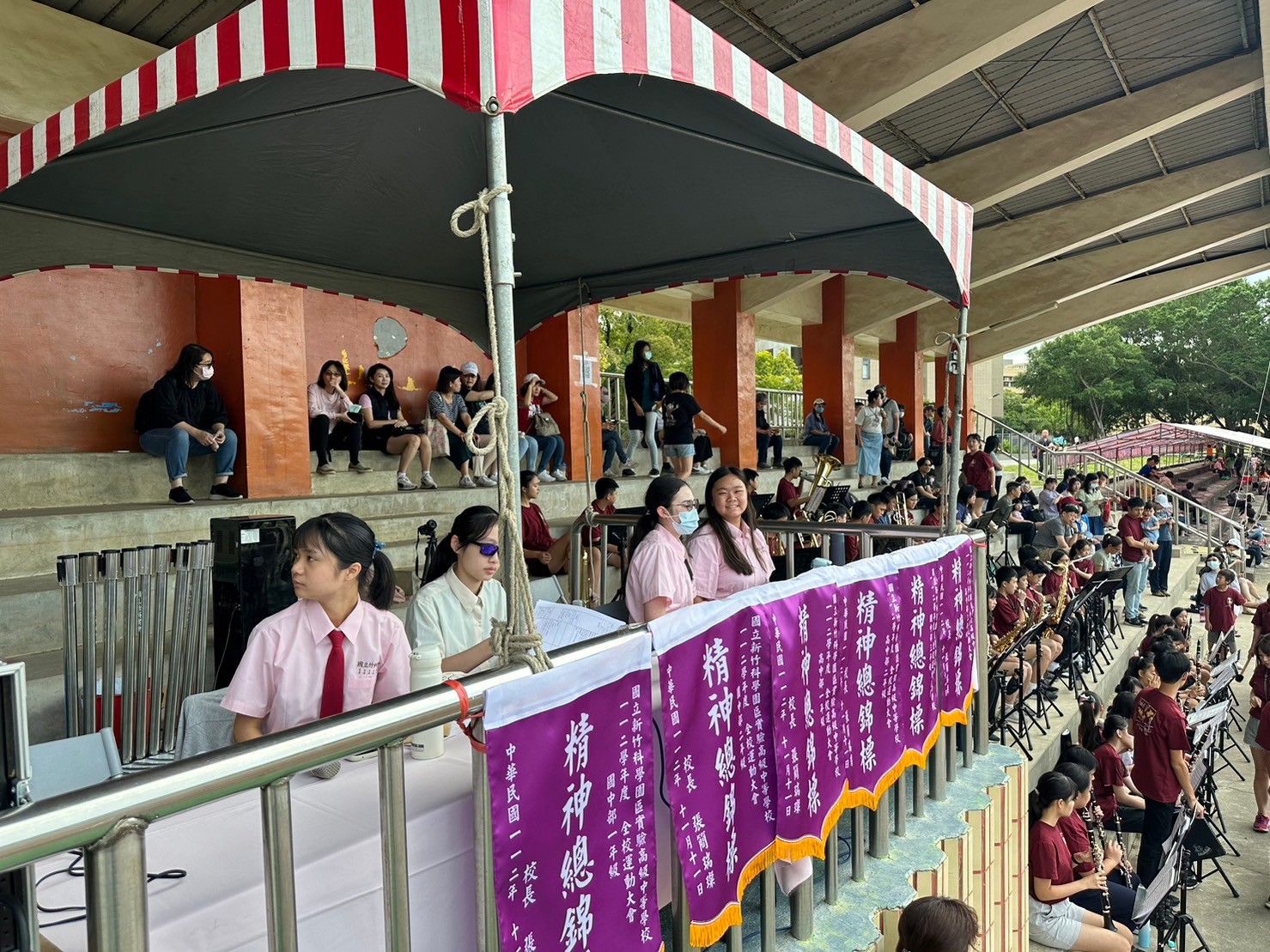Emceeing the 2023 School-Wide Field Day: announcer booth 02