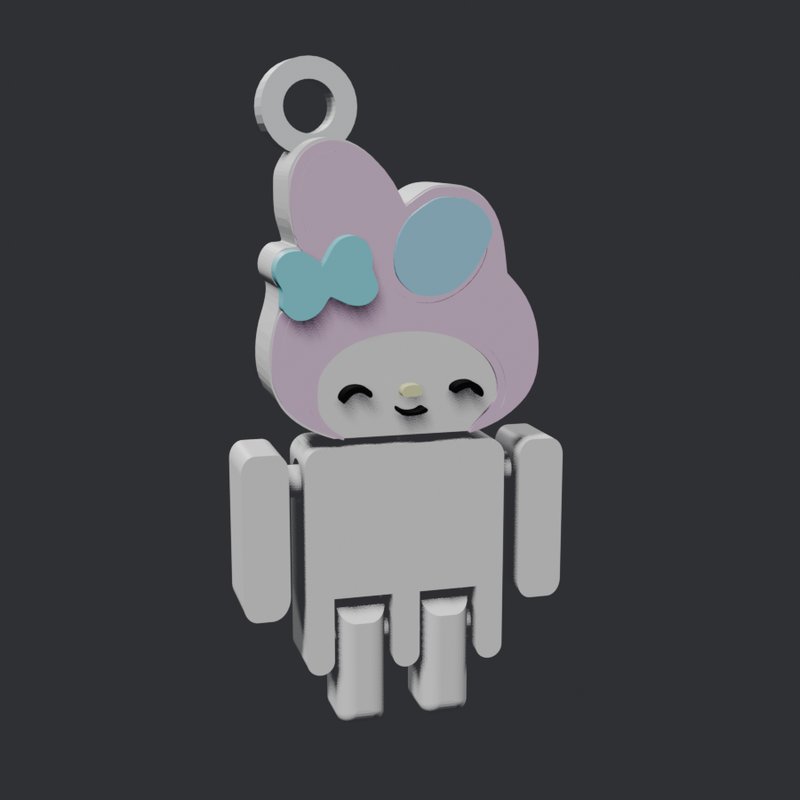 My Melody keychain figure with jointed arms and legs