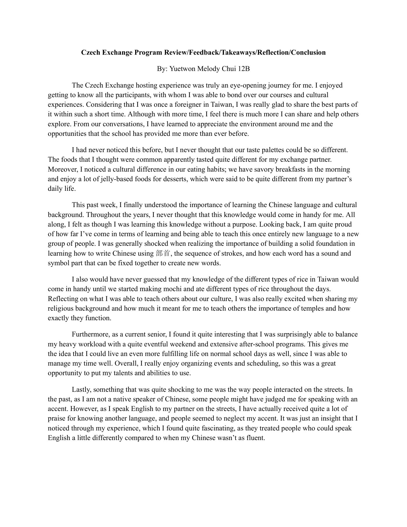 Czech Exchange Program review, feedback, takeaways, reflection and conclusion