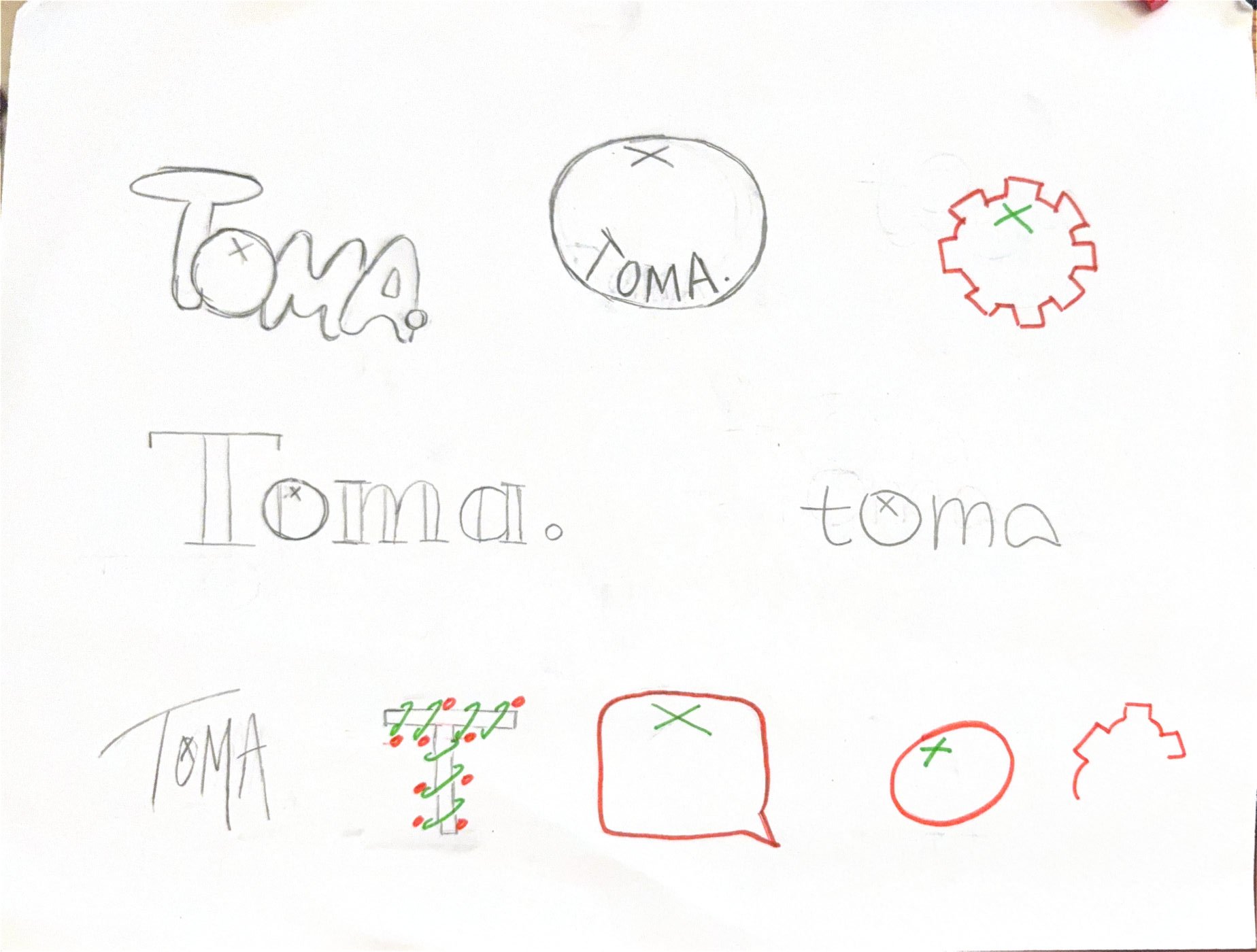 toma. logo hand-drawn concepts