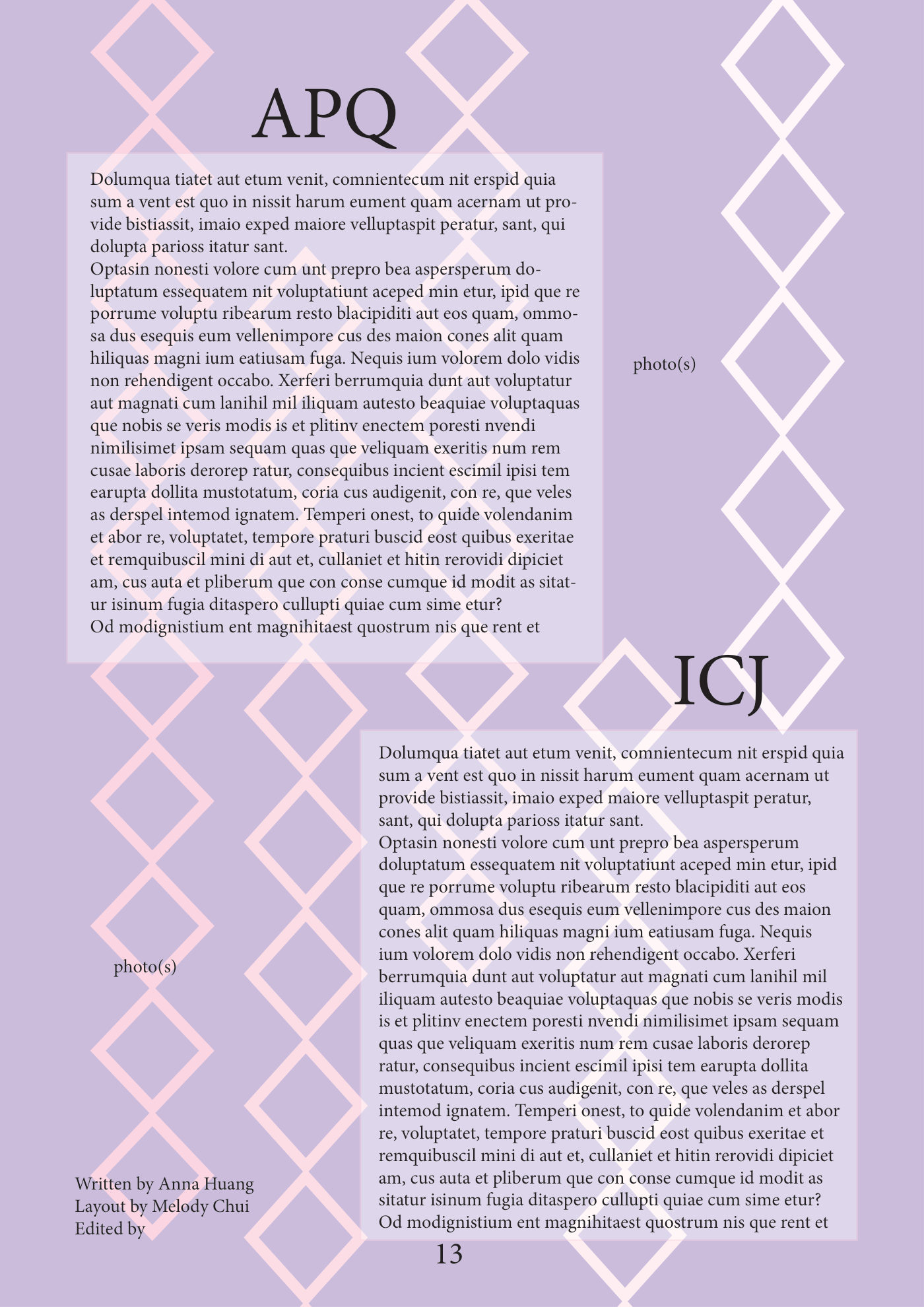 HSINMUN conference issue layout: APQ and ICJ