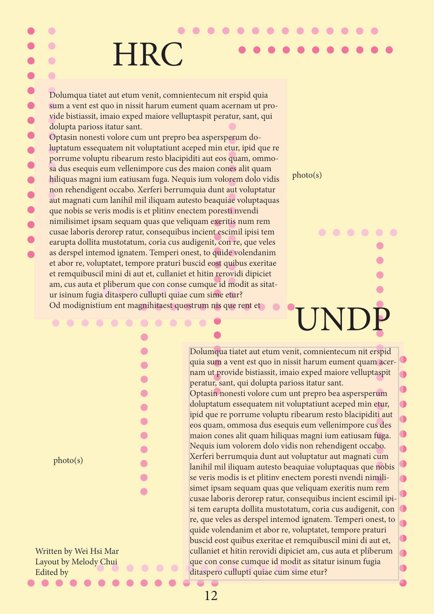 HSINMUN conference issue layout: HRC and UNDP