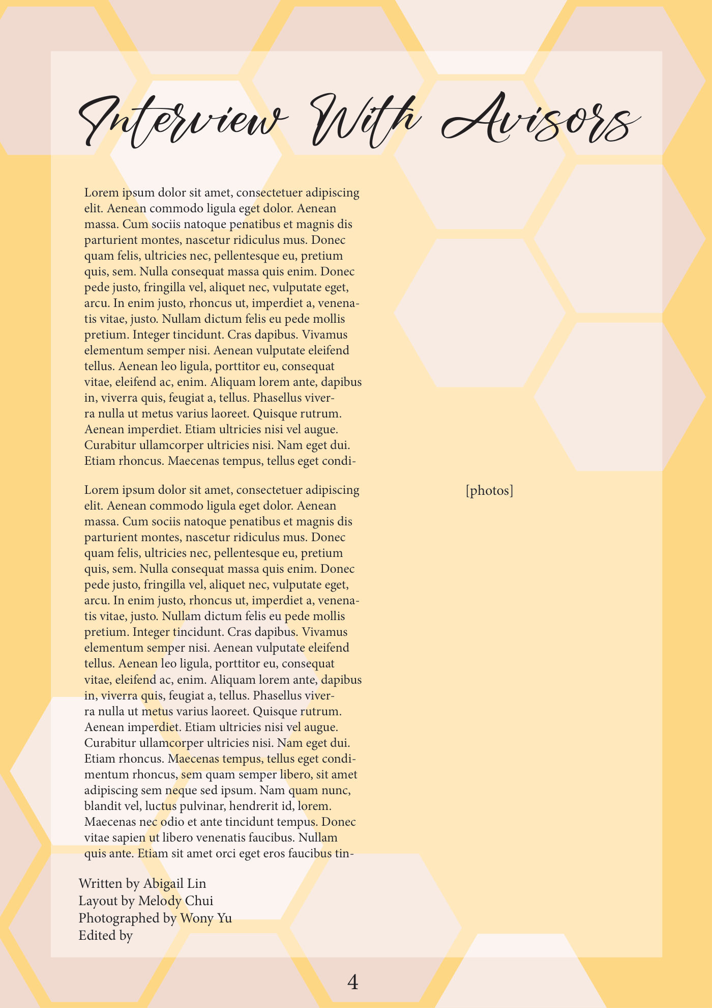 HSINMUN post-conference layout: Interview With Advisors, page 1