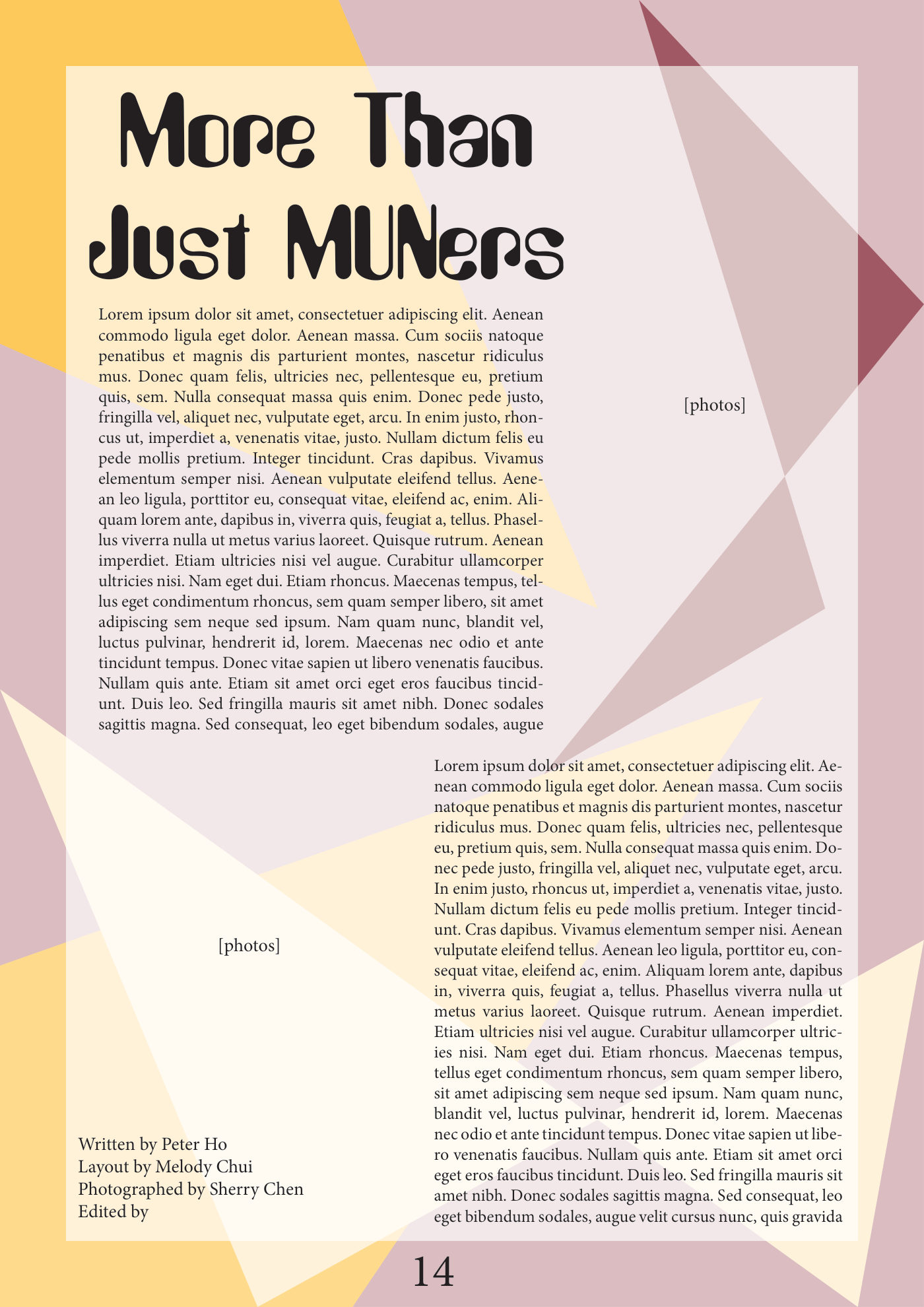 HSINMUN post-conference layout: More Than Just MUNers, page 1