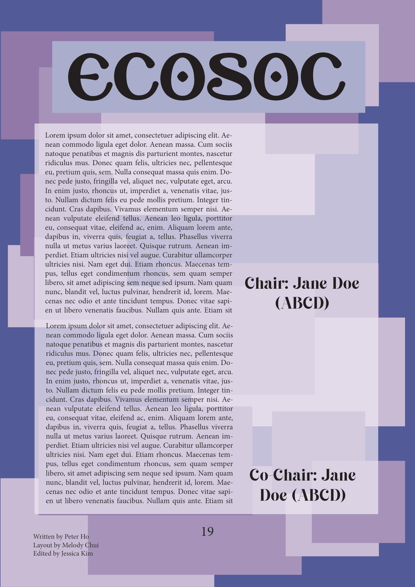 HSINMUN XVII pre-conference design: ECOSOC