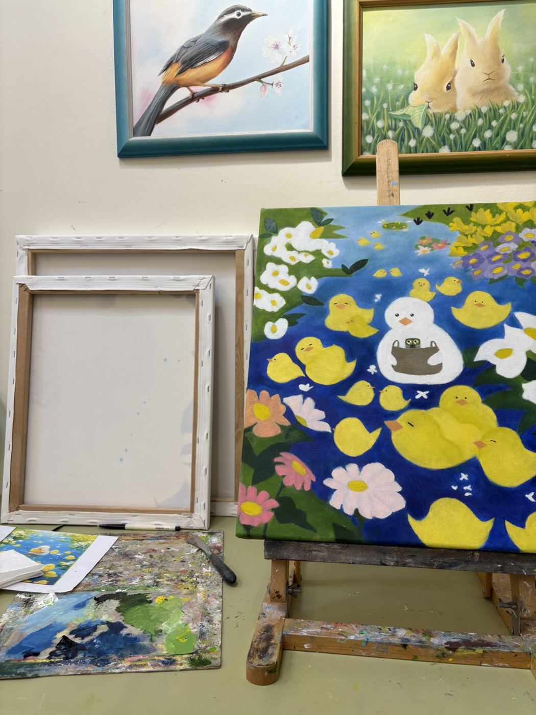 The duck oil painting, close-up 1