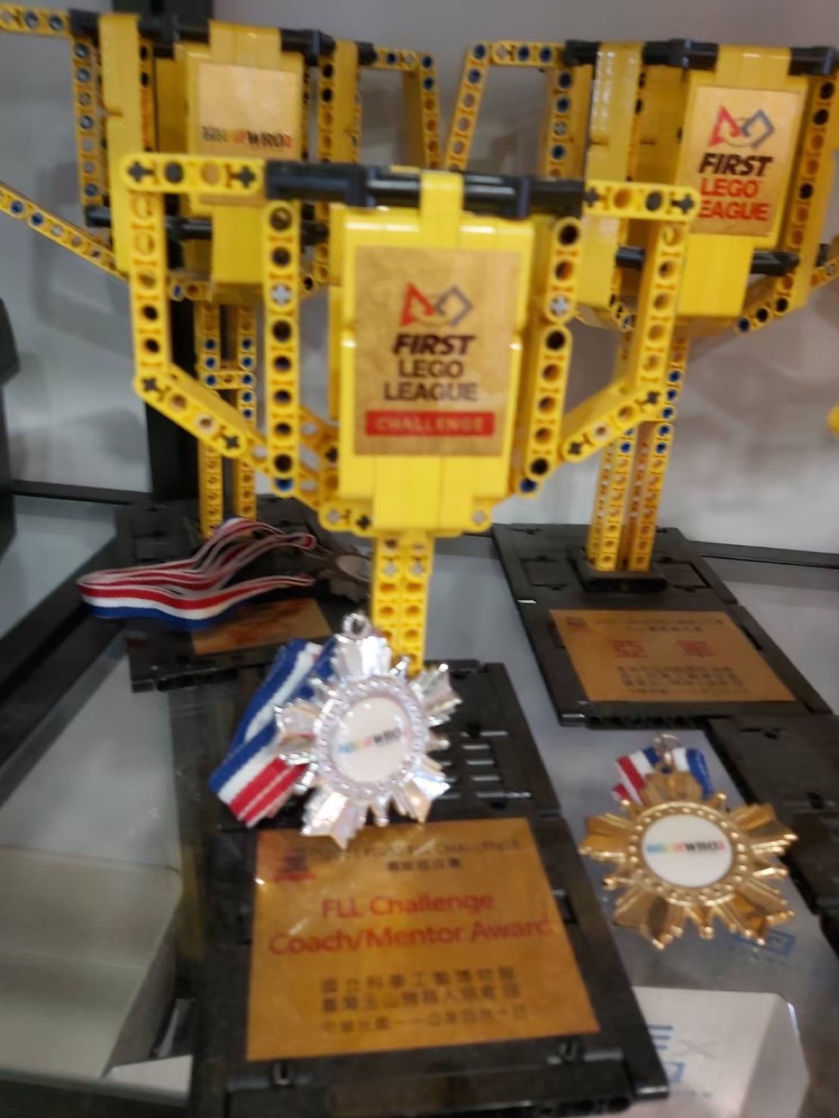 FIRST LEGO League trophies and the Core Values medal