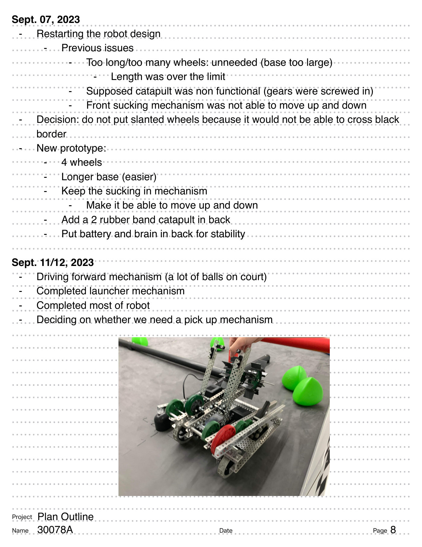 Team 30078A digital engineering notebook, page 10