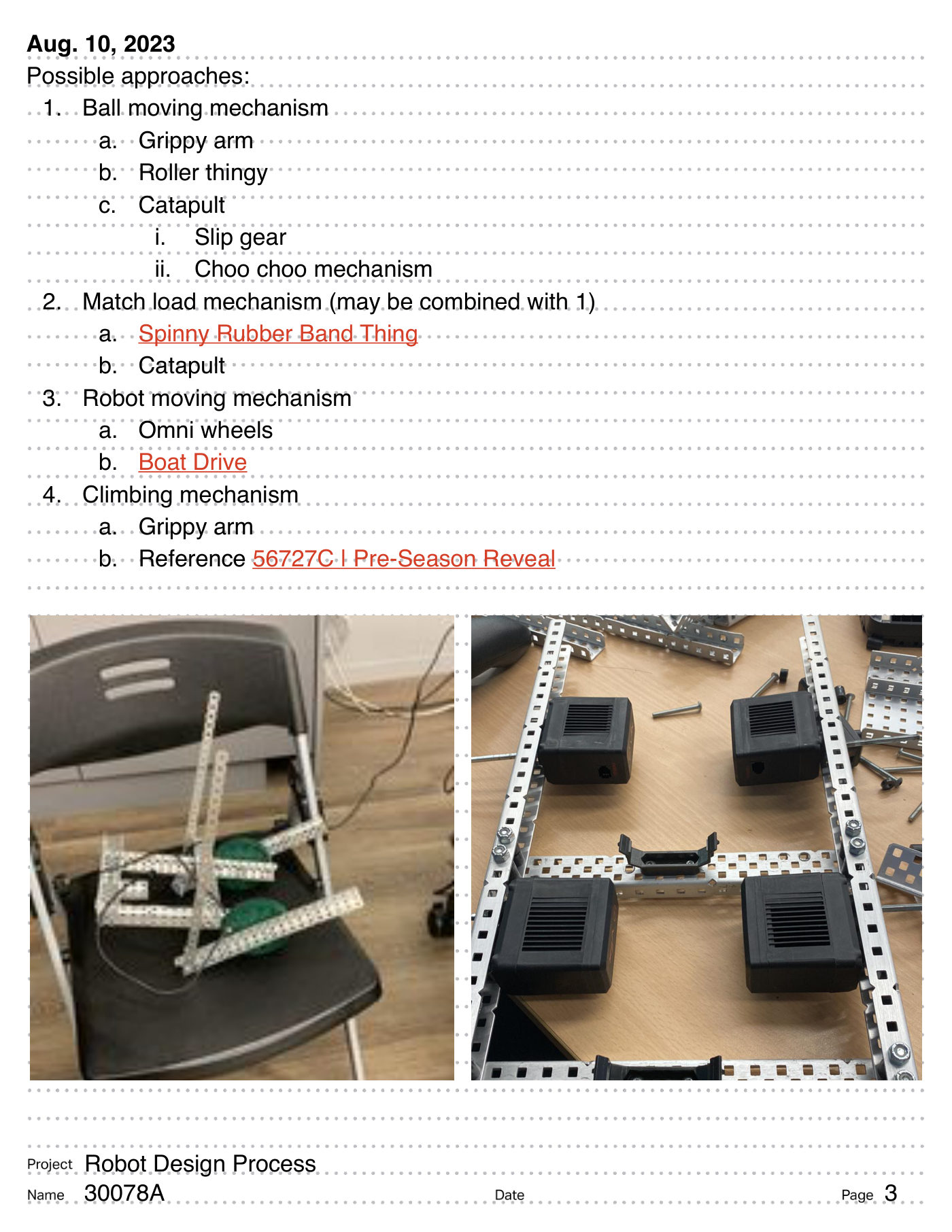 Team 30078A digital engineering notebook, page 5