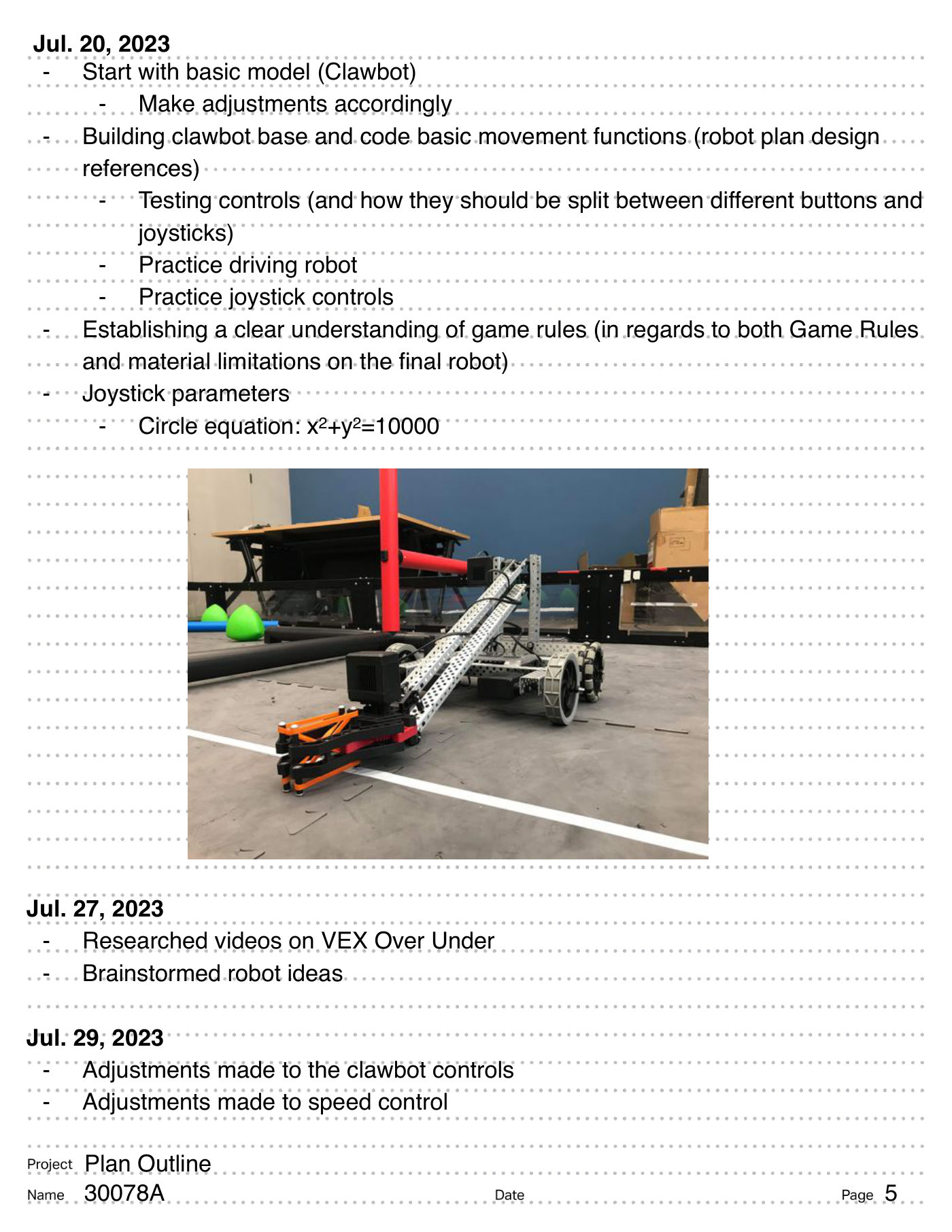 Team 30078A digital engineering notebook, page 7