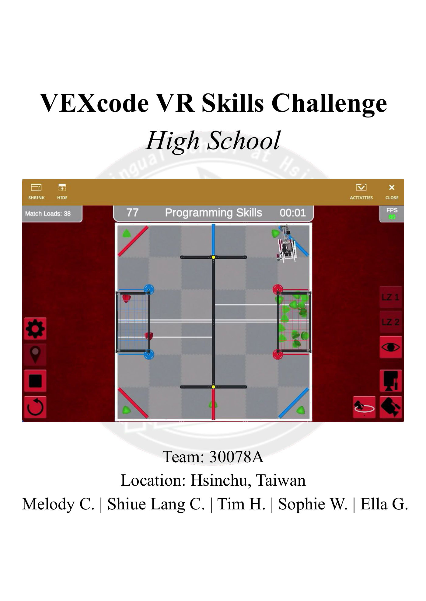 VEXcode VR Skills Challenge code explanation, Team 30078A, page 1