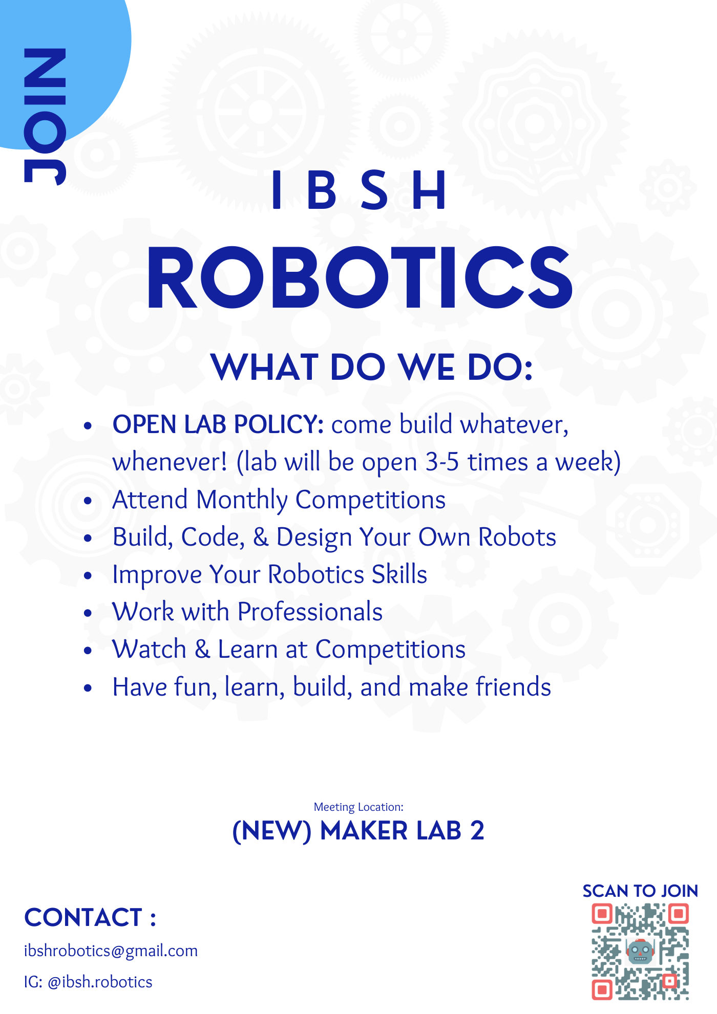 2022&ndash;2023 IBSH Robotics club fair promotion