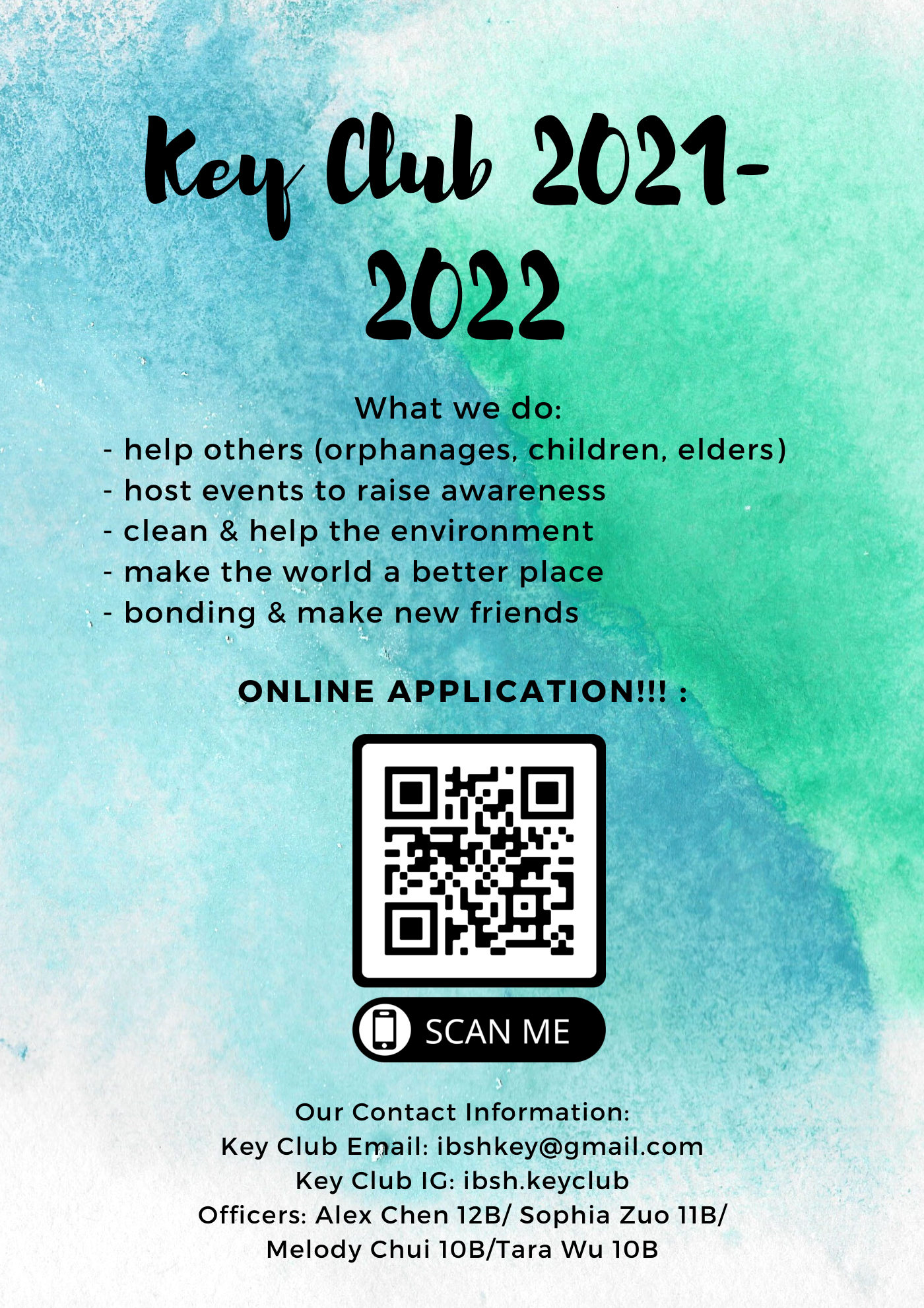 Key Club 2021 to 2022 flyer