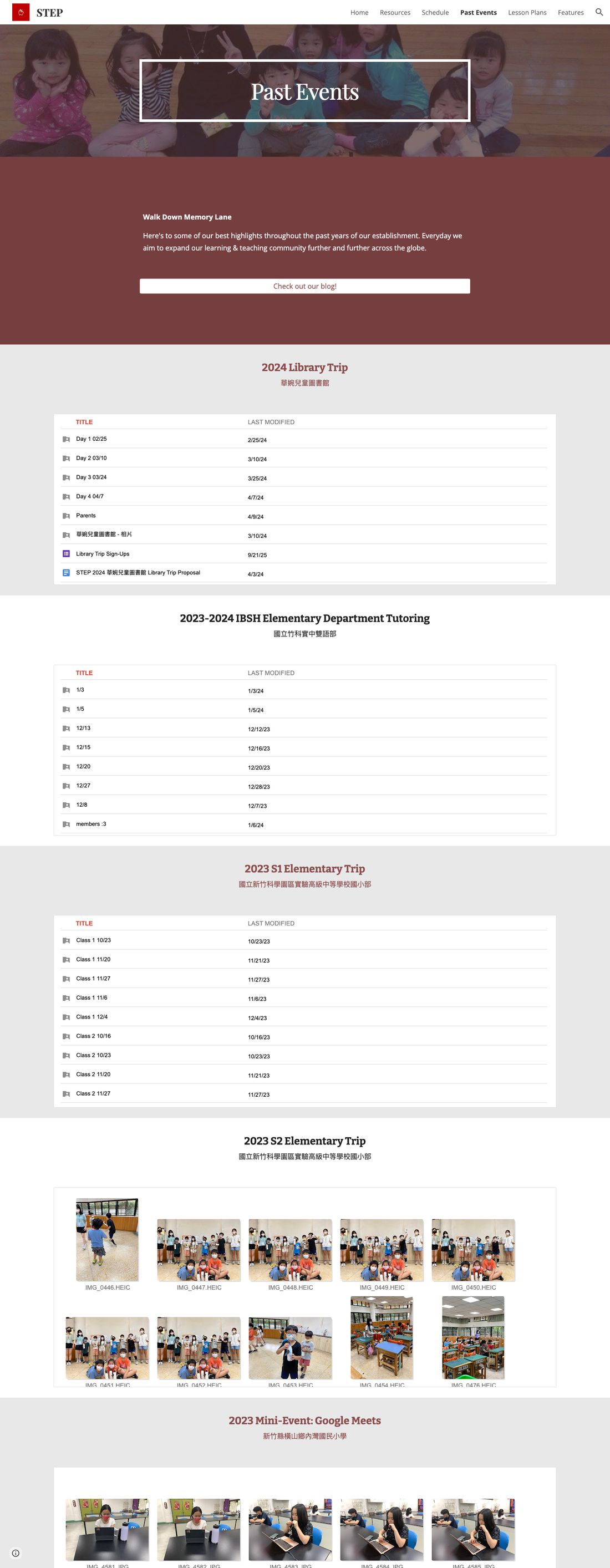 STEP website, Past Events page