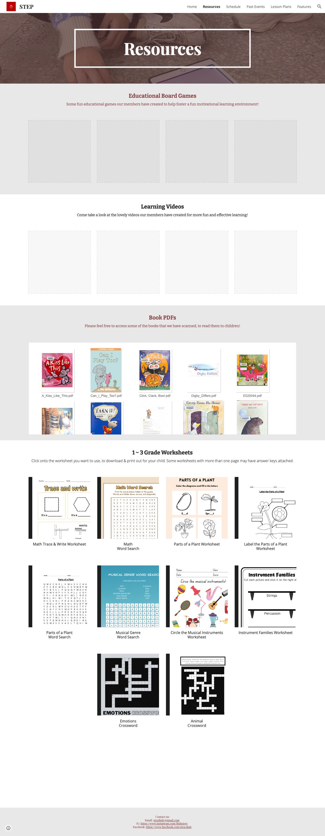 STEP website, Resources page